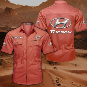 Hyundai Tucson Hemd mit kurzen Ärmeln, All-Over-Print Kurzarmhemd CAR444052625842 - Rot
