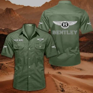 Bentley Hemd mit kurzen Ärmeln, All-Over-Print Kurzarmhemd CAR444052625843 - Olivgrün