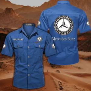 Mercedes Benz Hemd mit kurzen Ärmeln, All-Over-Print Kurzarmhemd CAR444052625846 - Cowboyblau