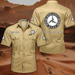 Mercedes Benz Hemd mit kurzen Ärmeln, All-Over-Print Kurzarmhemd CAR444052625846 - Khaki