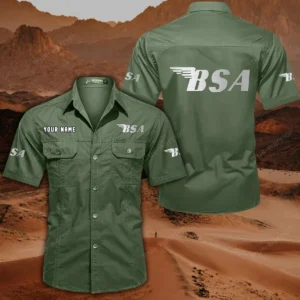 BSA Motorcycles Hemd mit kurzen Ärmeln, All-Over-Print Kurzarmhemd CAR444052625847 - Olivgrün