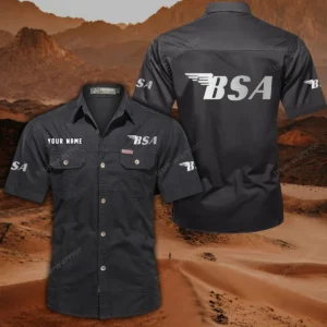 BSA Motorcycles Hemd mit kurzen Ärmeln, All-Over-Print Kurzarmhemd CAR444052625847 - Schwarz