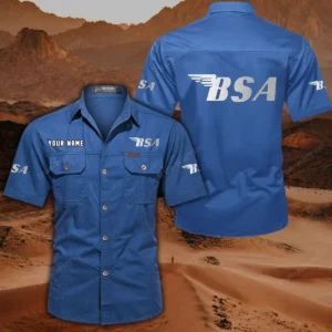 BSA Motorcycles Hemd mit kurzen Ärmeln, All-Over-Print Kurzarmhemd CAR444052625847 - Cowboyblau