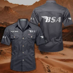BSA Motorcycles Hemd mit kurzen Ärmeln, All-Over-Print Kurzarmhemd CAR444052625847 - Grau