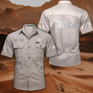 BSA Motorcycles Hemd mit kurzen Ärmeln, All-Over-Print Kurzarmhemd CAR444052625847 - Beige