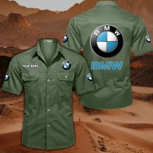 BMW Car Hemd mit kurzen Ärmeln, All-Over-Print Kurzarmhemd CAR444052625848 - Olivgrün