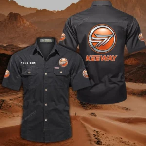 Keeway Motorcycles Hemd mit kurzen Ärmeln, All-Over-Print Kurzarmhemd CAR444052625850 - Schwarz
