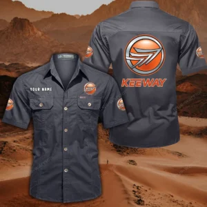 Keeway Motorcycles Hemd mit kurzen Ärmeln, All-Over-Print Kurzarmhemd CAR444052625850 - Grau