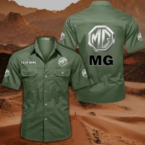 MG Car Hemd mit kurzen Ärmeln, All-Over-Print Kurzarmhemd CAR444052625851 - Olivgrün