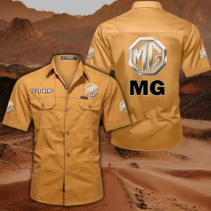 MG Car Hemd mit kurzen Ärmeln, All-Over-Print Kurzarmhemd CAR444052625851 - Gelb-Orange