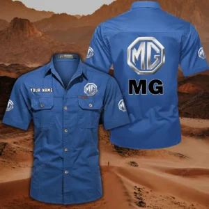 MG Car Hemd mit kurzen Ärmeln, All-Over-Print Kurzarmhemd CAR444052625851 - Cowboyblau