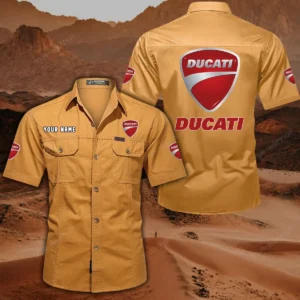 Ducatti Hemd mit kurzen Ärmeln, All-Over-Print Kurzarmhemd CAR444052625852 - Gelb-Orange