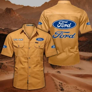 Ford Hemd mit kurzen Ärmeln, All-Over-Print Kurzarmhemd CAR444052625853 - Gelb-Orange