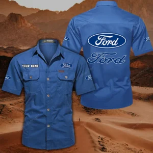 Ford Hemd mit kurzen Ärmeln, All-Over-Print Kurzarmhemd CAR444052625853 - Cowboyblau