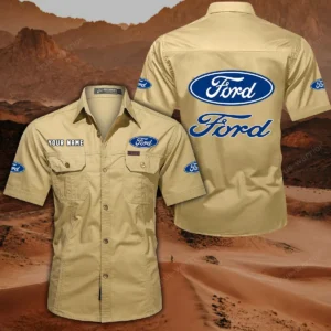 Ford Hemd mit kurzen Ärmeln, All-Over-Print Kurzarmhemd CAR444052625853 - Khaki