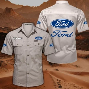 Ford Hemd mit kurzen Ärmeln, All-Over-Print Kurzarmhemd CAR444052625853 - Beige
