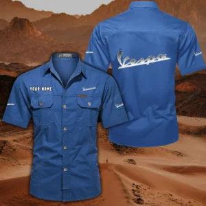 Vespa Hemd mit kurzen Ärmeln, All-Over-Print Kurzarmhemd CAR444052625854 - Cowboyblau