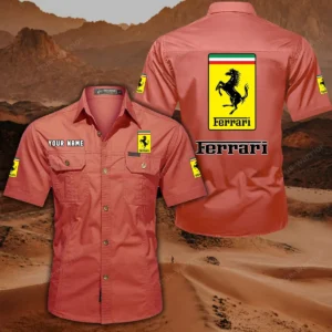 Ferrari Hemd mit kurzen Ärmeln, All-Over-Print Kurzarmhemd CAR444052625858 - Rot