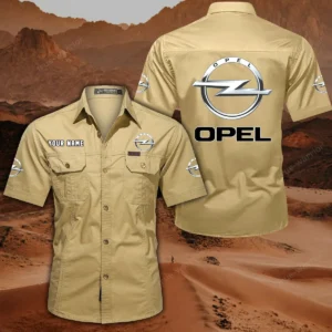 Opel Hemd mit kurzen Ärmeln, All-Over-Print Kurzarmhemd CAR444052625859 - Khaki
