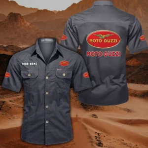Moto Guzzi Hemd mit kurzen Ärmeln, All-Over-Print Kurzarmhemd CAR444052625860 - Grau