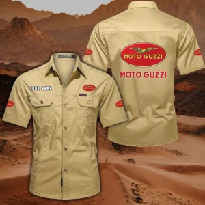 Moto Guzzi Hemd mit kurzen Ärmeln, All-Over-Print Kurzarmhemd CAR444052625860 - Khaki