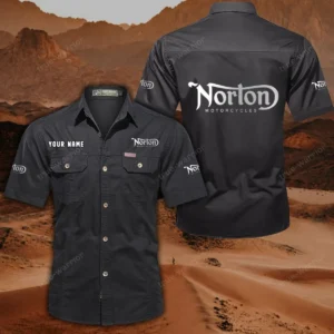 Norton Motorcycles Hemd mit kurzen Ärmeln, All-Over-Print Kurzarmhemd CAR444052625861 - Schwarz