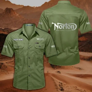 Norton Motorcycles Hemd mit kurzen Ärmeln, All-Over-Print Kurzarmhemd CAR444052625861 - Fruchtgrün