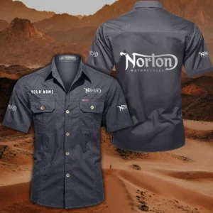 Norton Motorcycles Hemd mit kurzen Ärmeln, All-Over-Print Kurzarmhemd CAR444052625861 - Grau