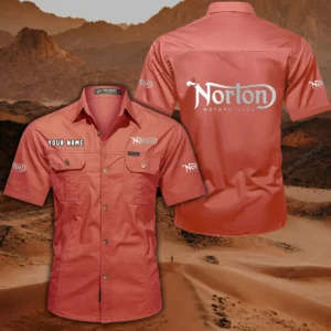 Norton Motorcycles Hemd mit kurzen Ärmeln, All-Over-Print Kurzarmhemd CAR444052625861 - Rot