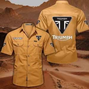 Triumph Motorcycles Hemd mit kurzen Ärmeln, All-Over-Print Kurzarmhemd CAR444052625862 - Gelb-Orange