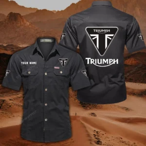 Triumph Motorcycles Hemd mit kurzen Ärmeln, All-Over-Print Kurzarmhemd CAR444052625862 - Schwarz