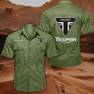 Triumph Motorcycles Hemd mit kurzen Ärmeln, All-Over-Print Kurzarmhemd CAR444052625862 - Fruchtgrün