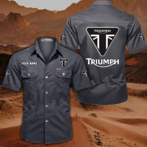 Triumph Motorcycles Hemd mit kurzen Ärmeln, All-Over-Print Kurzarmhemd CAR444052625862 - Grau