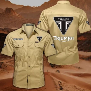 Triumph Motorcycles Hemd mit kurzen Ärmeln, All-Over-Print Kurzarmhemd CAR444052625862 - Khaki