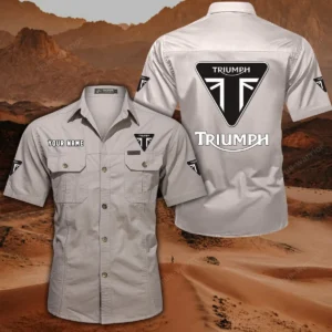 Triumph Motorcycles Hemd mit kurzen Ärmeln, All-Over-Print Kurzarmhemd CAR444052625862 - Beige