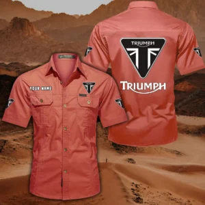 Triumph Motorcycles Hemd mit kurzen Ärmeln, All-Over-Print Kurzarmhemd CAR444052625862 - Rot