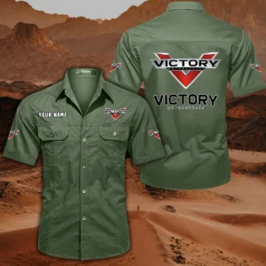 Victory Motorcycles Hemd mit kurzen Ärmeln, All-Over-Print Kurzarmhemd CAR444052625863 - Olivgrün
