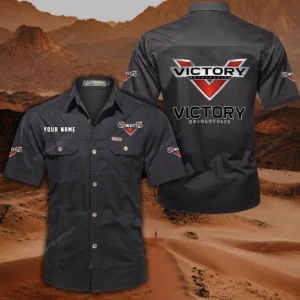 Victory Motorcycles Hemd mit kurzen Ärmeln, All-Over-Print Kurzarmhemd CAR444052625863 - Schwarz