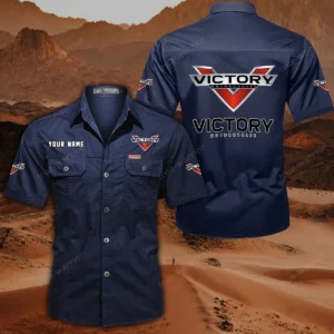 Victory Motorcycles Hemd mit kurzen Ärmeln, All-Over-Print Kurzarmhemd CAR444052625863 - Dunkelblau