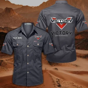 Victory Motorcycles Hemd mit kurzen Ärmeln, All-Over-Print Kurzarmhemd CAR444052625863 - Grau