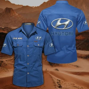 Hyundai Hemd mit kurzen Ärmeln, All-Over-Print Kurzarmhemd CAR444052625864 - Cowboyblau