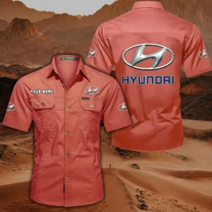 Hyundai Hemd mit kurzen Ärmeln, All-Over-Print Kurzarmhemd CAR444052625864 - Rot