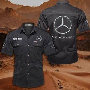 Mercedes Benz Hemd mit kurzen Ärmeln, All-Over-Print Kurzarmhemd CAR444052625867 - Schwarz
