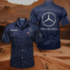 Mercedes Benz Hemd mit kurzen Ärmeln, All-Over-Print Kurzarmhemd CAR444052625867 - Dunkelblau