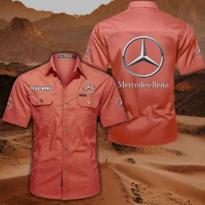 Mercedes Benz Hemd mit kurzen Ärmeln, All-Over-Print Kurzarmhemd CAR444052625867 - Rot