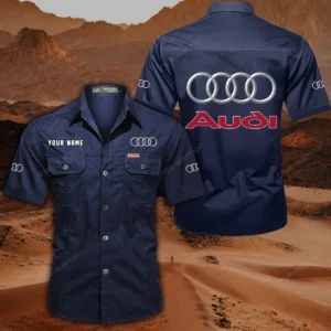 Audi Hemd mit kurzen Ärmeln, All-Over-Print Kurzarmhemd CAR444052625868 - Dunkelblau