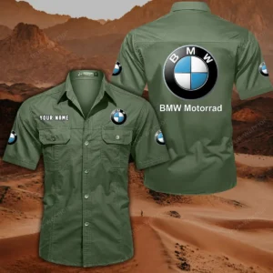 BMW Motorrad Hemd mit kurzen Ärmeln, All-Over-Print Kurzarmhemd CAR444052625873 - Olivgrün