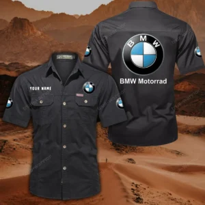 BMW Motorrad Hemd mit kurzen Ärmeln, All-Over-Print Kurzarmhemd CAR444052625873 - Schwarz