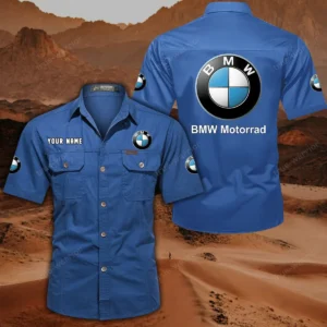 BMW Motorrad Hemd mit kurzen Ärmeln, All-Over-Print Kurzarmhemd CAR444052625873 - Cowboyblau