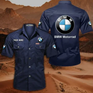 BMW Motorrad Hemd mit kurzen Ärmeln, All-Over-Print Kurzarmhemd CAR444052625873 - Dunkelblau